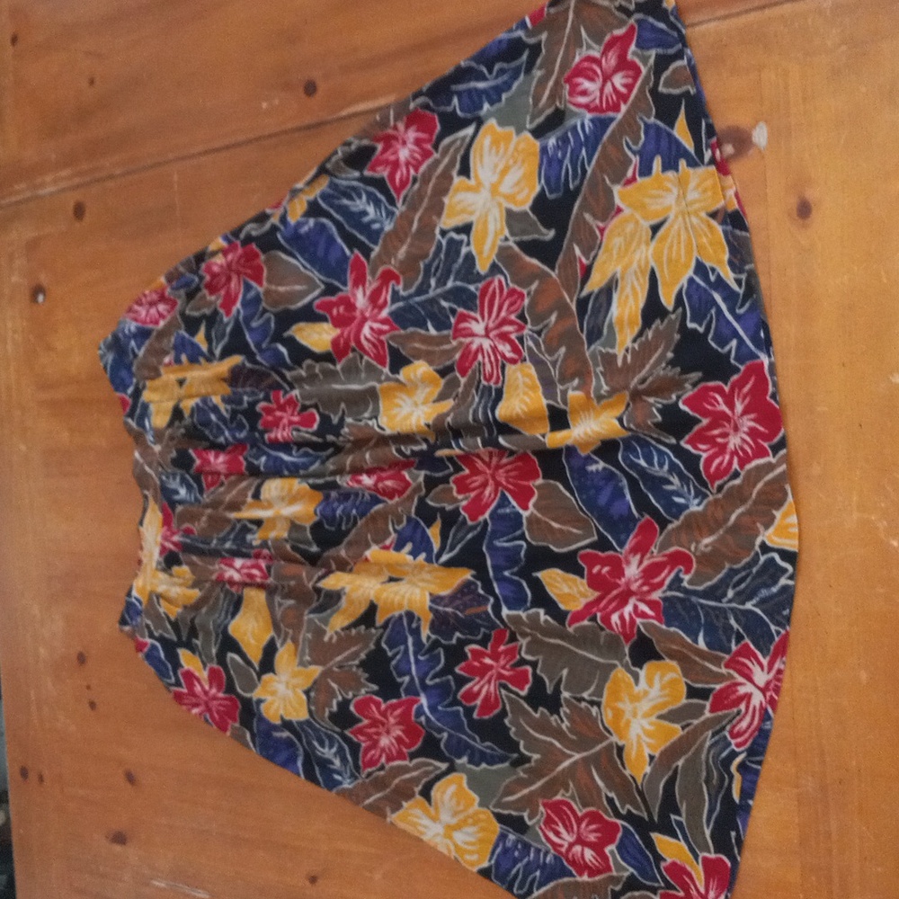 Vintage Sag Harbor Tropical Floral Midi Skirt Medium